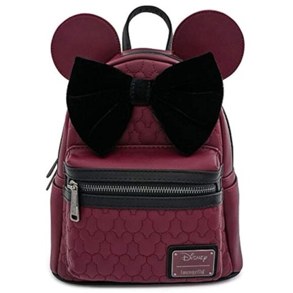 Loungefly Maroon and Black Minnie Mouse Backpack